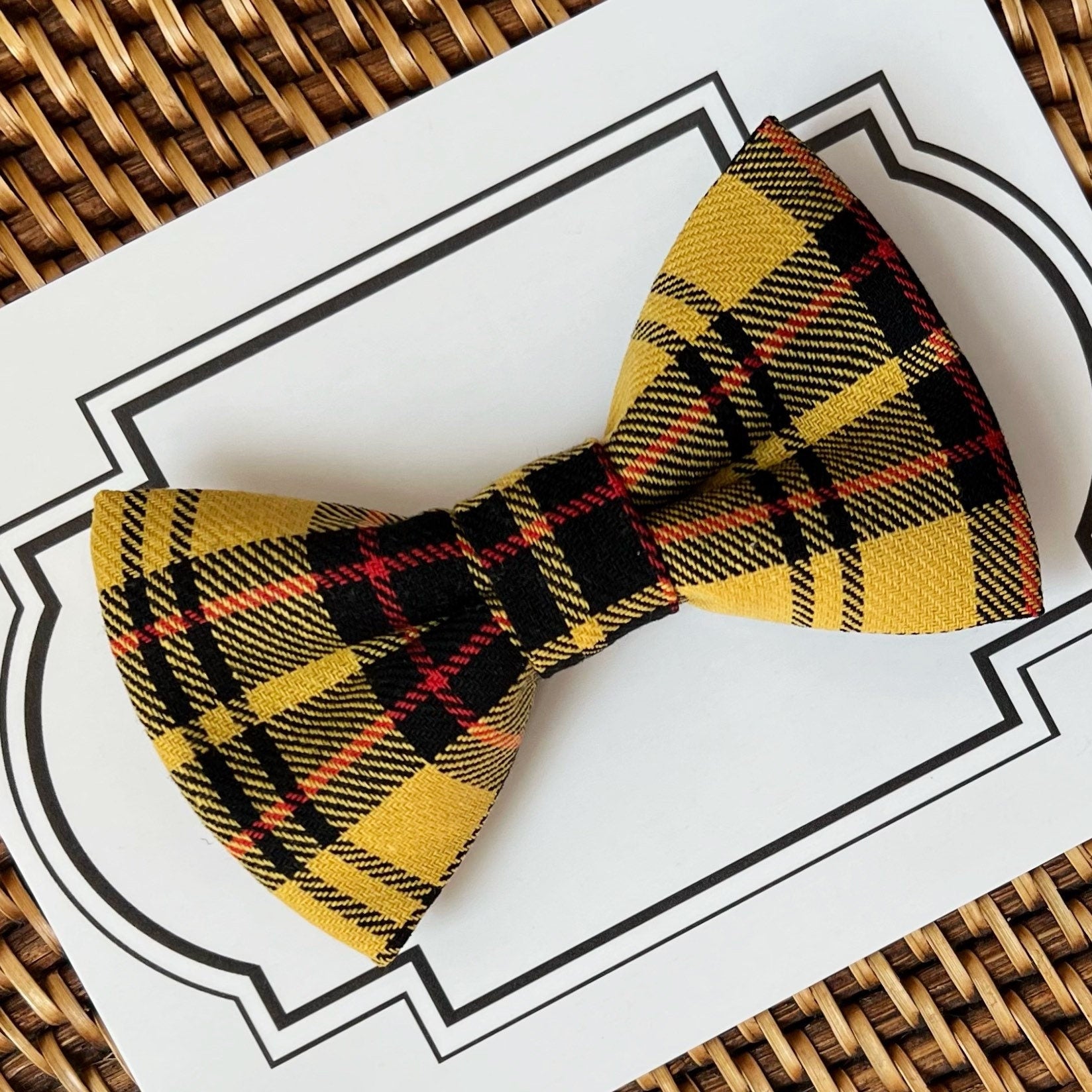 Mustard Autumn Plaid Bow for Dog Collar and Cat Collar