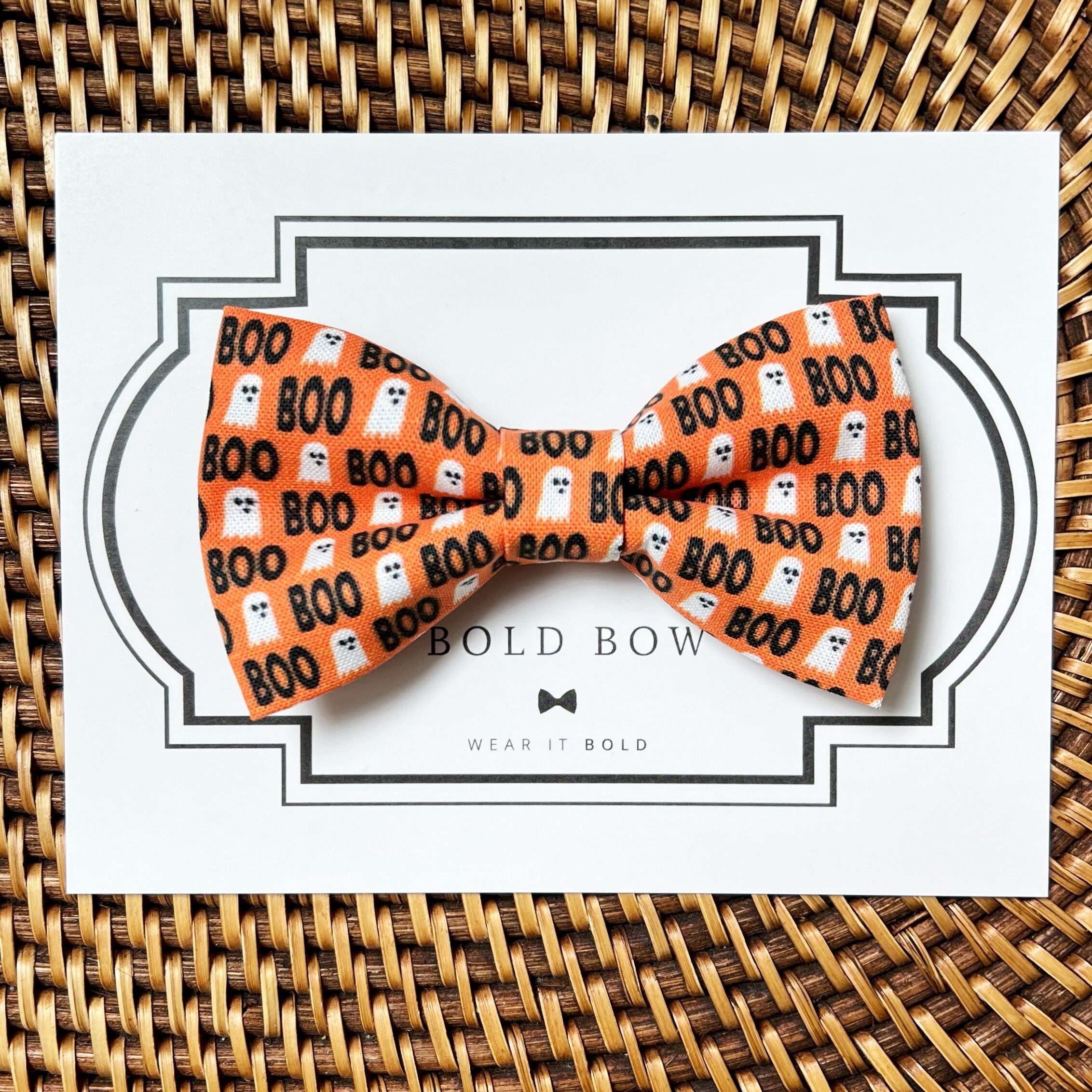 Orange Ghost Bow for Dog Collar and Cat Collar