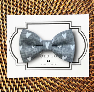 Grey Hearts Bow for Dog Collar and Cat Collar
