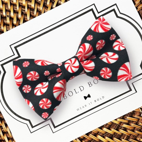 Peppermint Swirl Candy Bow for Dog Collar and Cat Collar