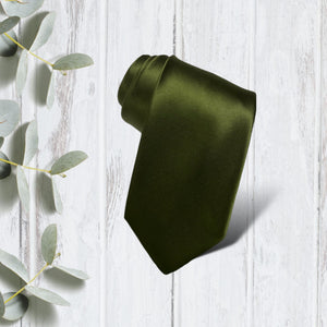 Olive Satin Necktie
