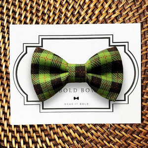 Green and Black Plaid Bow for Dog Collar and Cat Collar