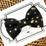 Load image into Gallery viewer, Black &amp; Gold Confetti Bow for Dog Collar and Cat Collar
