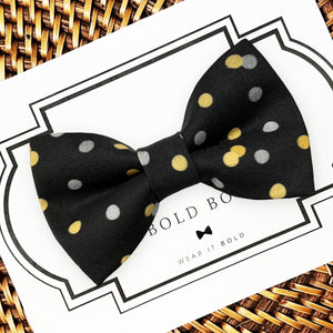 Black & Gold Confetti Bow for Dog Collar and Cat Collar
