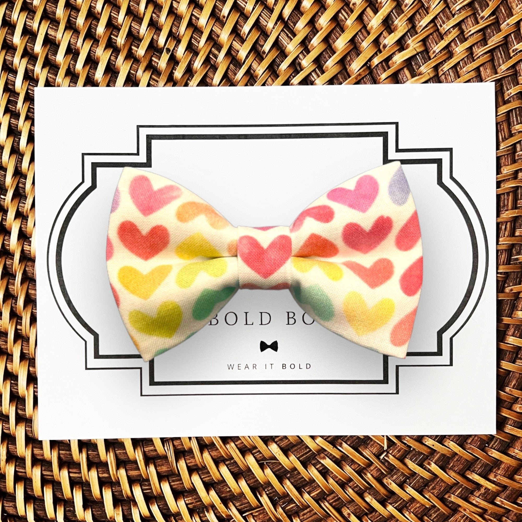 Rainbow Hearts Bow for Dog Collar and Cat Collar