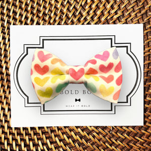 Rainbow Hearts Bow for Dog Collar and Cat Collar
