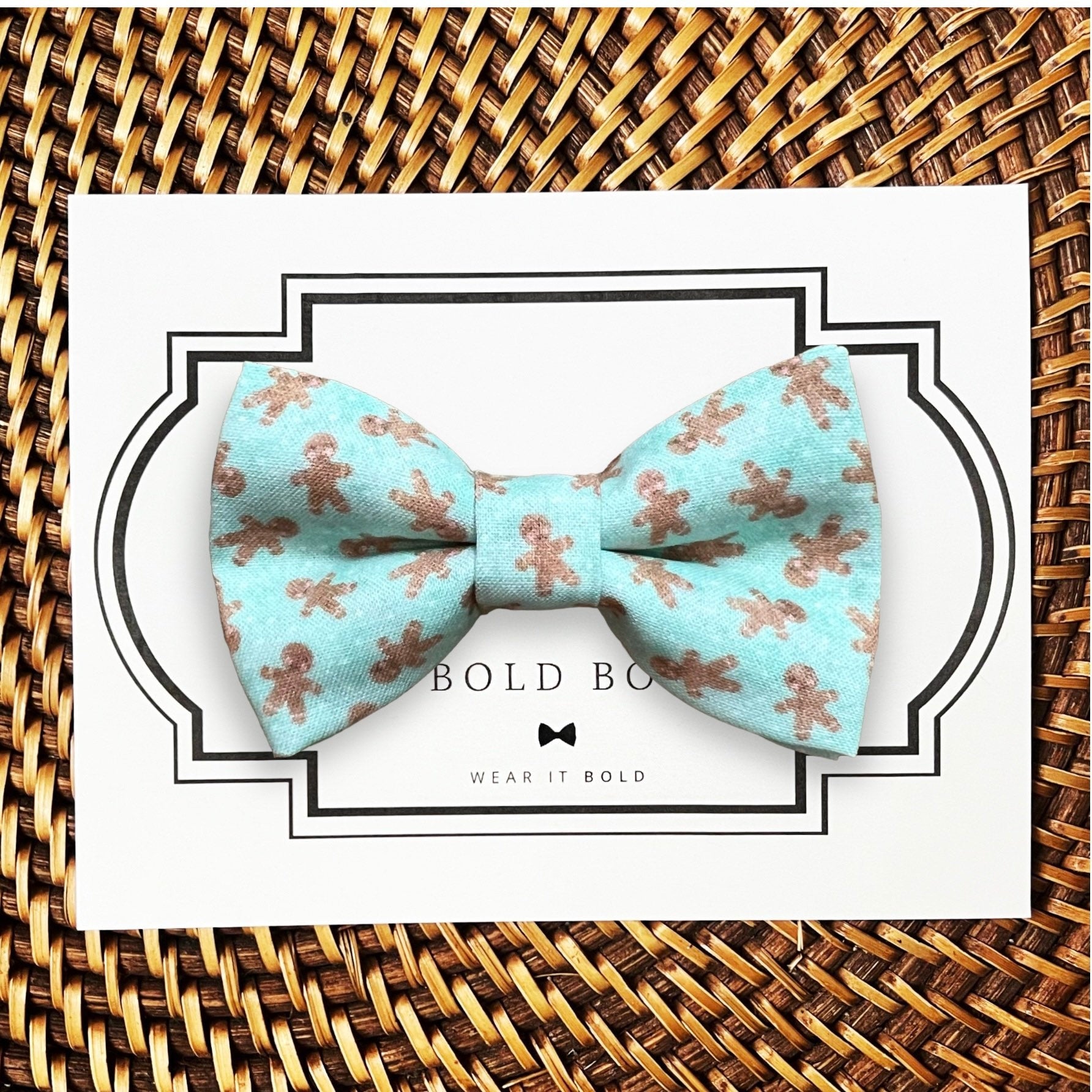 Mint Gingerbread Bow for Dog Collar and Cat Collar