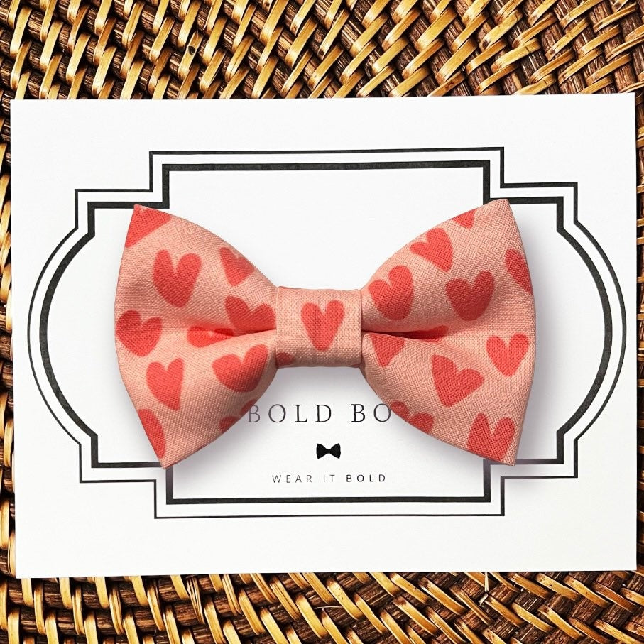Blush Hearts Valentine's Day Bow for Dog Collar and Cat Collar