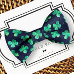 Load image into Gallery viewer, Navy Shamrock St. Patrick&#39;s Day Bow for Dog Collar or Cat Collar
