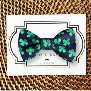 Navy Shamrock St. Patrick's Day Bow for Dog Collar or Cat Collar