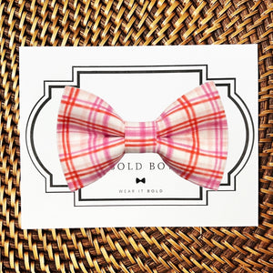 Pink & Red Plaid Bow Tie for Dog Collar or Cat Collar